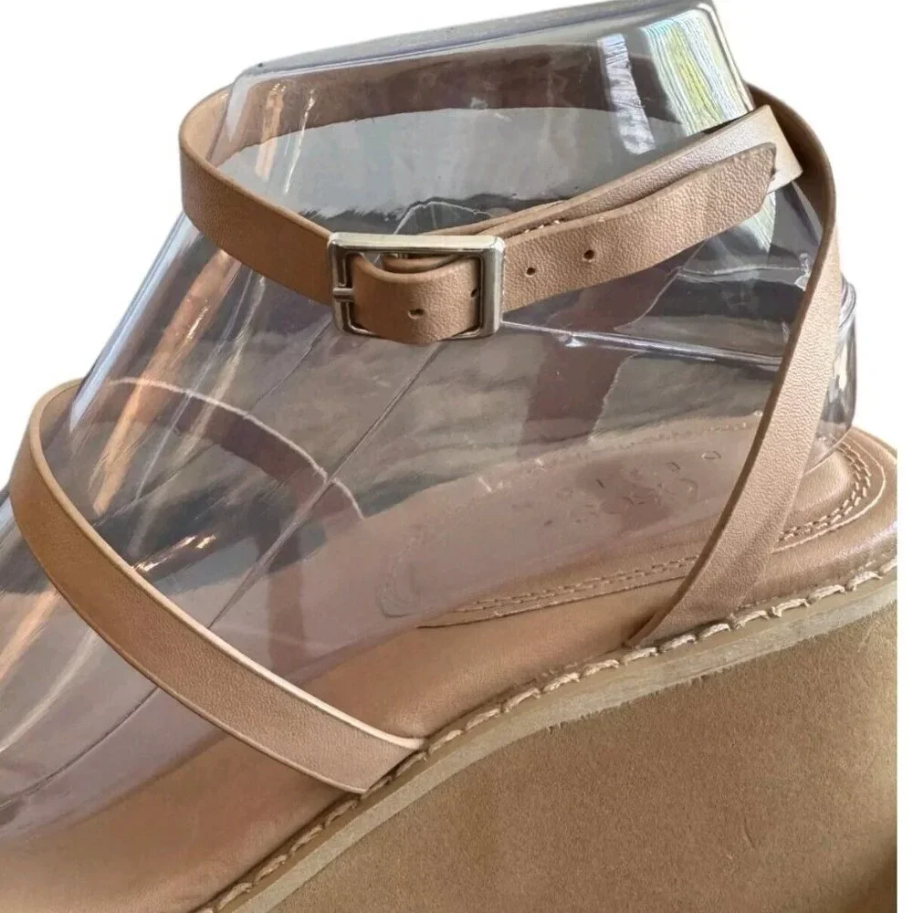 🪻BOGO🪻 ASOS DESIGN‎ Trip Triple Strap Chunky Platform Sandals Beige Size 8.5